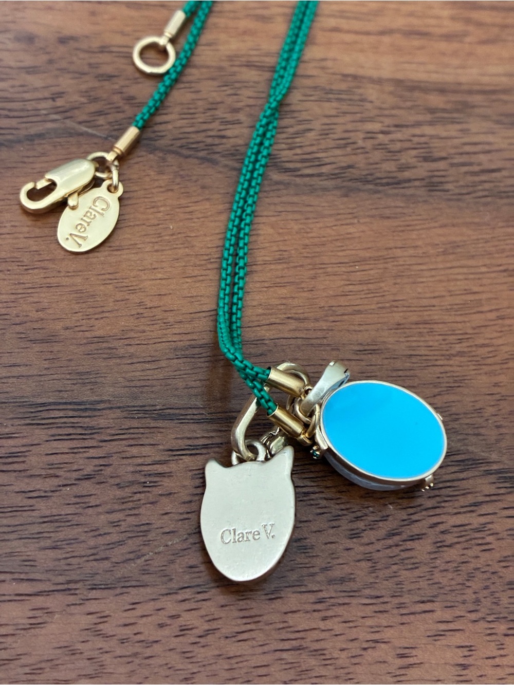 EUC Clare V. Green Chain with Two Charms - Picture 3 of 4